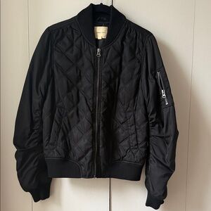Nordstrom (Silence + Noise) Black Quilted Bomber Jacket